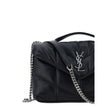 Black Lamb Ovis Aries Aries Shoulder BagLambskin Mini Shoulder Bag by Saint Laurent, front closure by snap-button flap, all-over padded and quilted chévron design, embossed YSL iconic brand logo plaque on front, single interior compartment, rigid leather