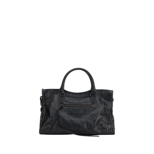 Black Calf Leather Bos Taurus Shoulder BagBalenciaga’s Le City Medium Shoulder Bag is a high-class item made of fine lambskin leather that combines elegance and functionality. The two hand-woven leather handles lend an artisanal and refined touch, while t