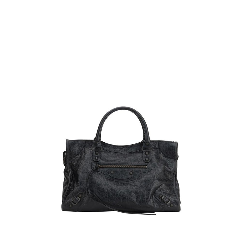 Black Calf Leather Bos Taurus Shoulder BagBalenciaga’s Le City Medium Shoulder Bag is a high-class item made of fine lambskin leather that combines elegance and functionality. The two hand-woven leather handles lend an artisanal and refined touch, while t