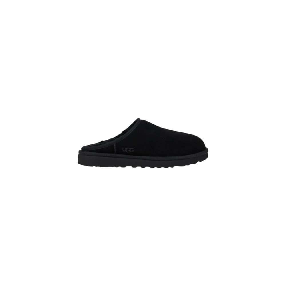 Schwarze Lederclogs mit Wildleder-Finish