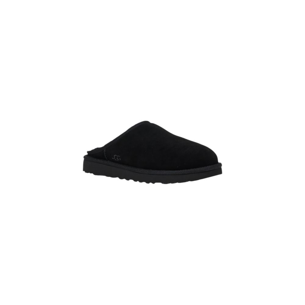 Schwarze Lederclogs mit Wildleder-Finish