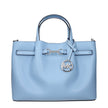 Light Blue Leather HandbagDescription: The product with MPN 35S5S2ZS3TLTSKY and code F83974 leather in heavenly is a handbags designed by Michael Kors. It has features like front logo, divider inner pocket, adjustable shoulder, removable shoulder, front d