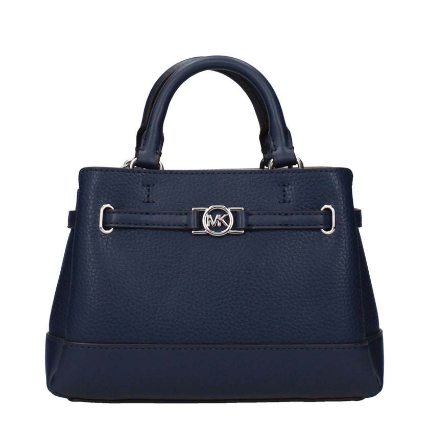 Blue Leather HandbagsDescription: The product with MPN 35F4S6RC0TNAVY and code F85018 leather in blue is a handbags designed by Michael Kors. It has features like front logo, adjustable shoulder, removable shoulder, divider inner pocket.Blue Leather Handb