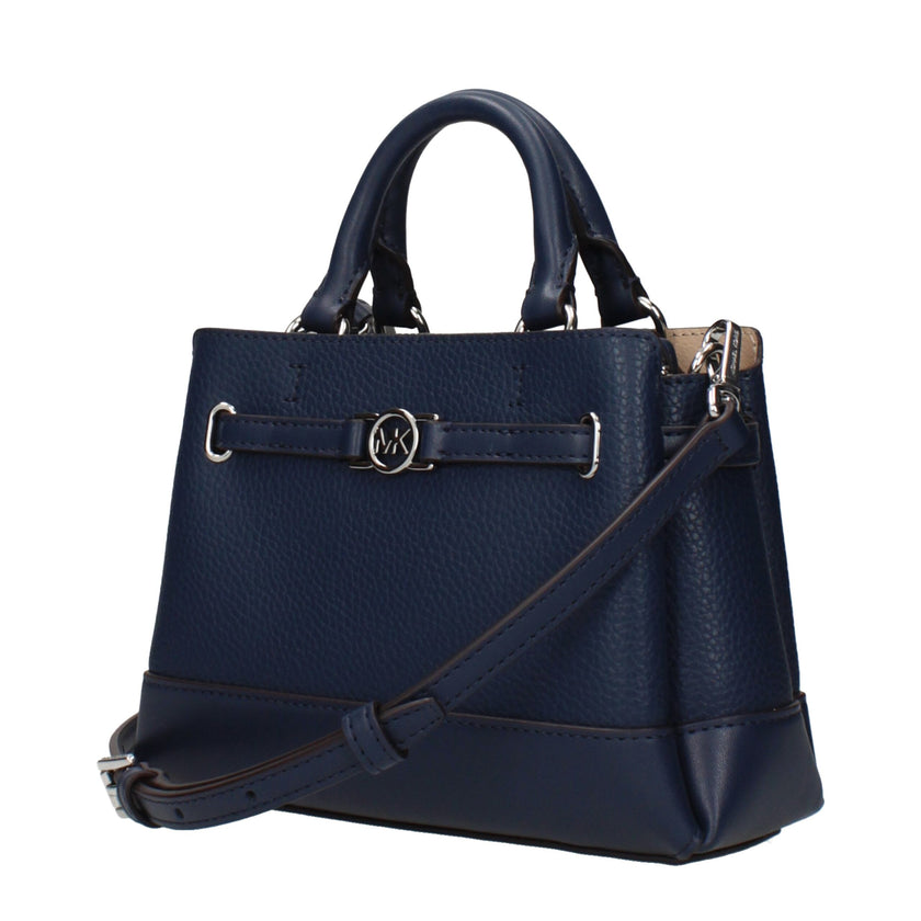 Blue Leather HandbagsDescription: The product with MPN 35F4S6RC0TNAVY and code F85018 leather in blue is a handbags designed by Michael Kors. It has features like front logo, adjustable shoulder, removable shoulder, divider inner pocket.Blue Leather Handb