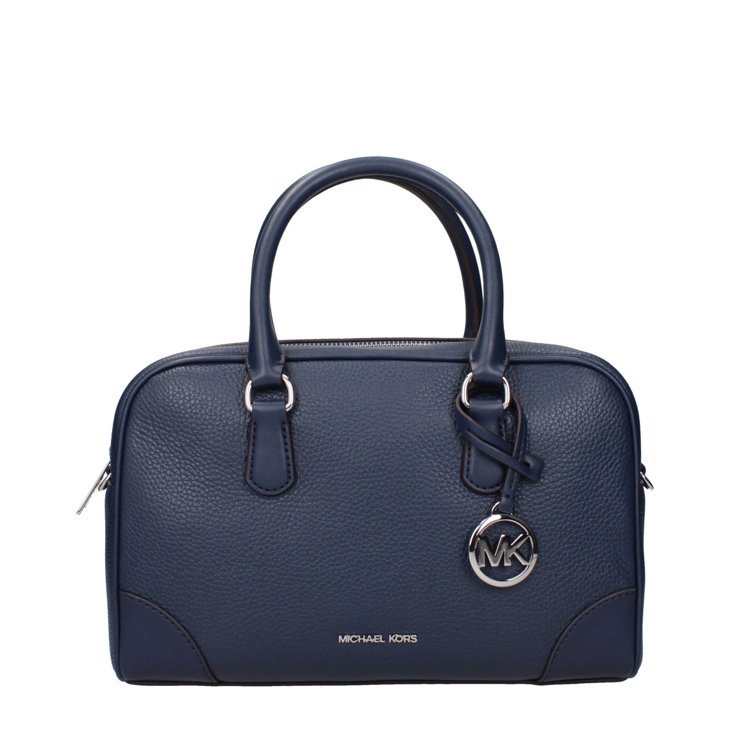 Blaue Lederhandtasche mit verstellbarem Schulterriemen von Michael Kors