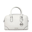 White Leather HandbagDescription: The product with MPN 35S5S70S6LOPTICWHITE and code F85021 leather in white is a handbags designed by Michael Kors. It has features like front logo, front detail, removable details, adjustable shoulder, removable shoulder.