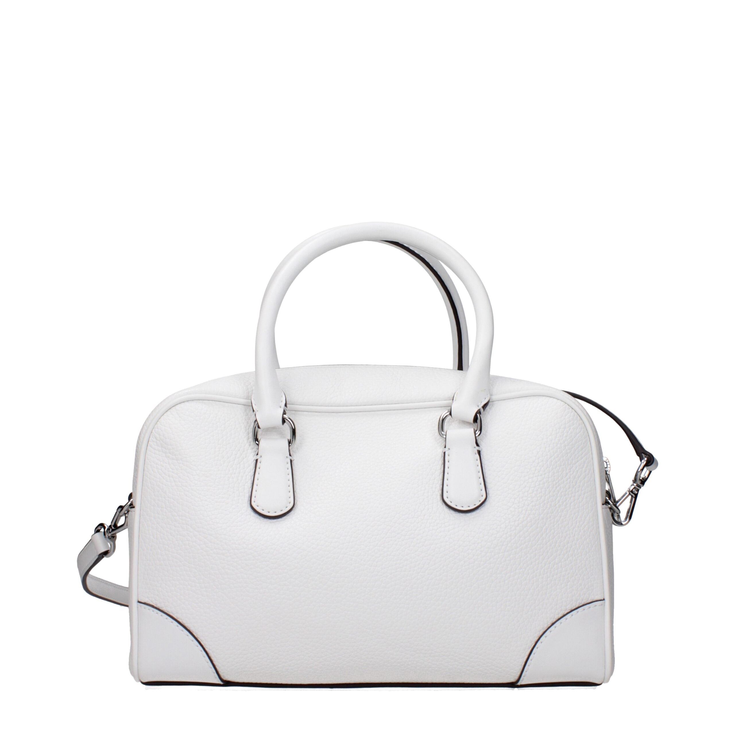 White Leather HandbagDescription: The product with MPN 35S5S70S6LOPTICWHITE and code F85021 leather in white is a handbags designed by Michael Kors. It has features like front logo, front detail, removable details, adjustable shoulder, removable shoulder.