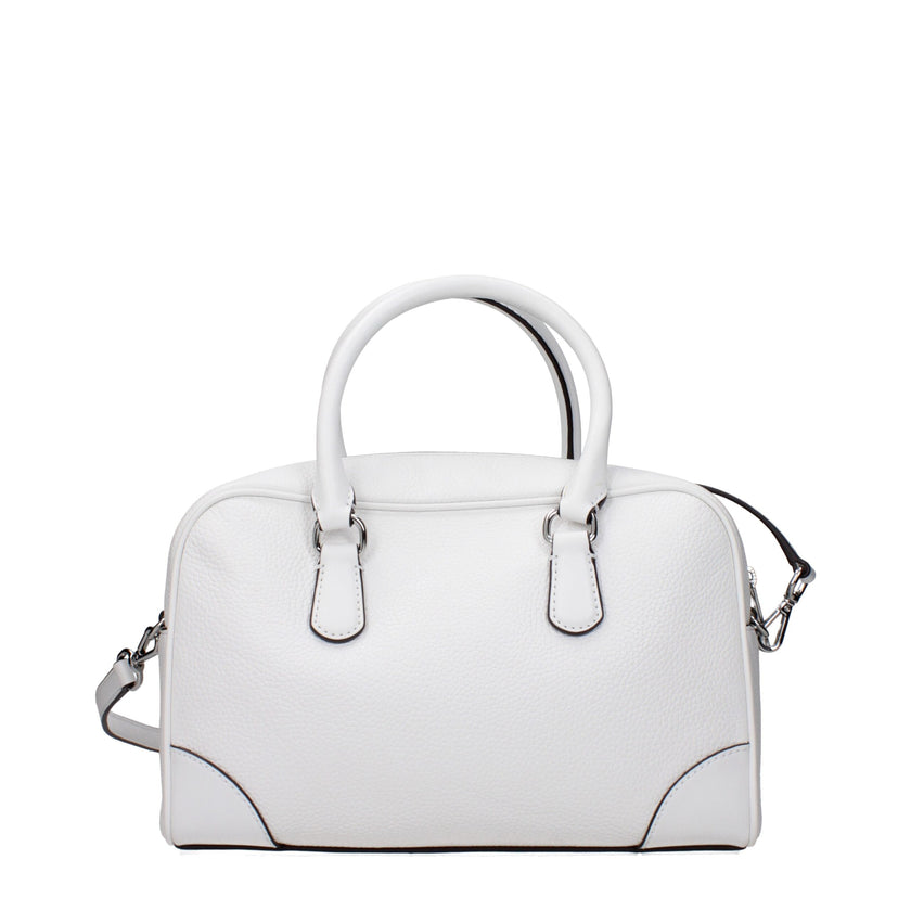 White Leather HandbagDescription: The product with MPN 35S5S70S6LOPTICWHITE and code F85021 leather in white is a handbags designed by Michael Kors. It has features like front logo, front detail, removable details, adjustable shoulder, removable shoulder.