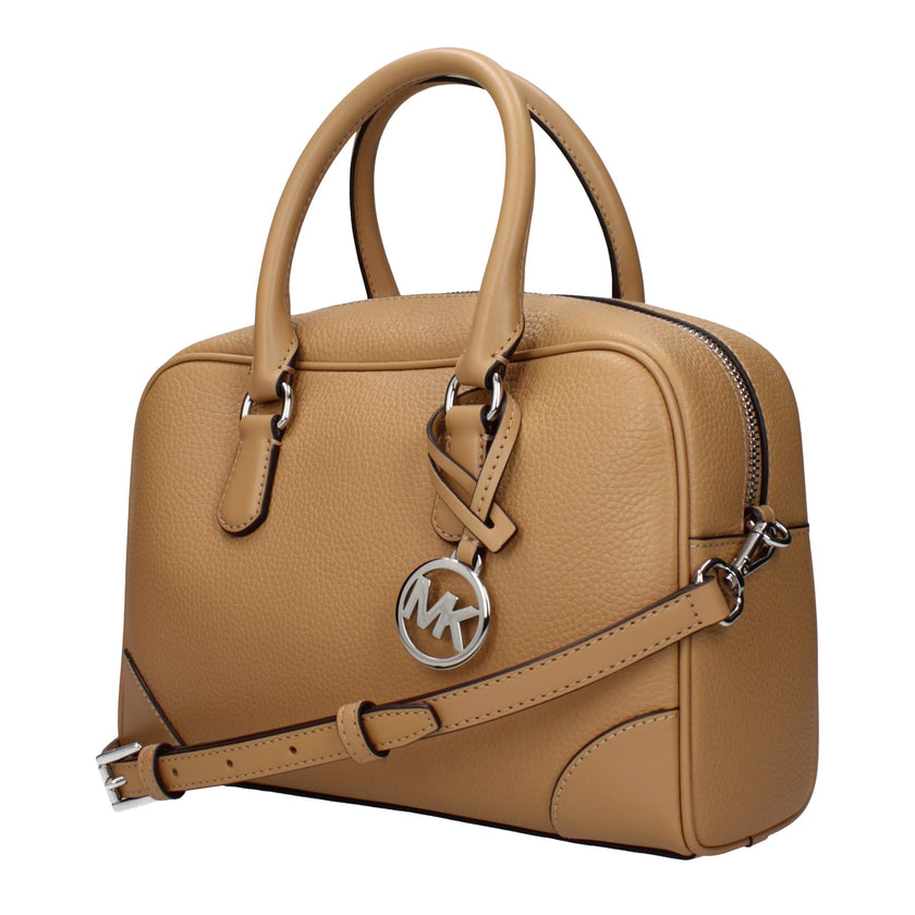 Brown Leather HandbagDescription: The product with MPN 35S5S70S6LPEANUT and code F85021 leather in brown is a handbags designed by Michael Kors. It has features like front logo, front detail, removable details, adjustable shoulder, removable shoulder.Brow