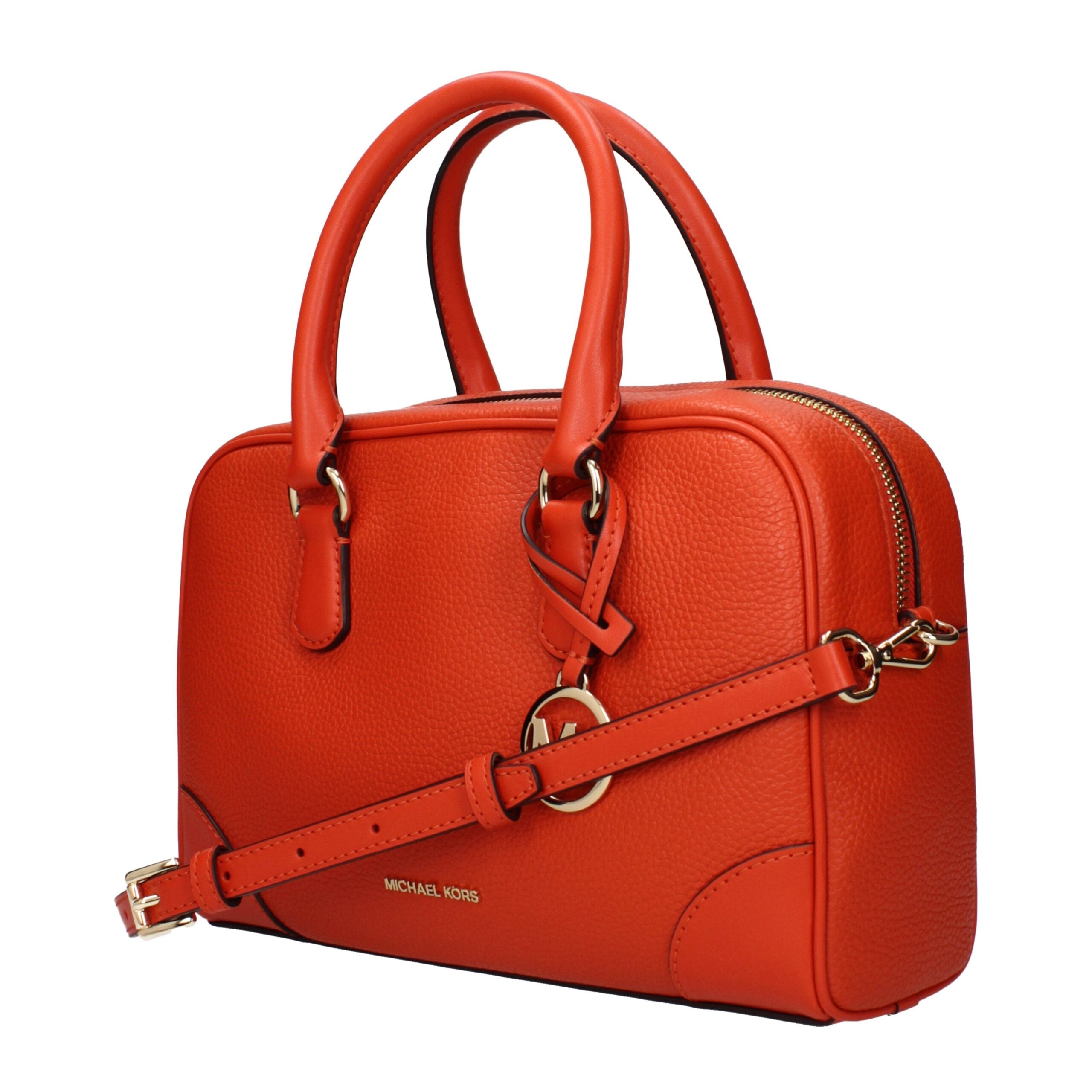 Orange Leather HandbagDescription: The product with MPN 35S5G70S6LREDCLAY and code F85027 leather in orange is a handbags designed by Michael Kors. It has features like front logo, front detail, removable details, adjustable shoulder, removable shoulder.O