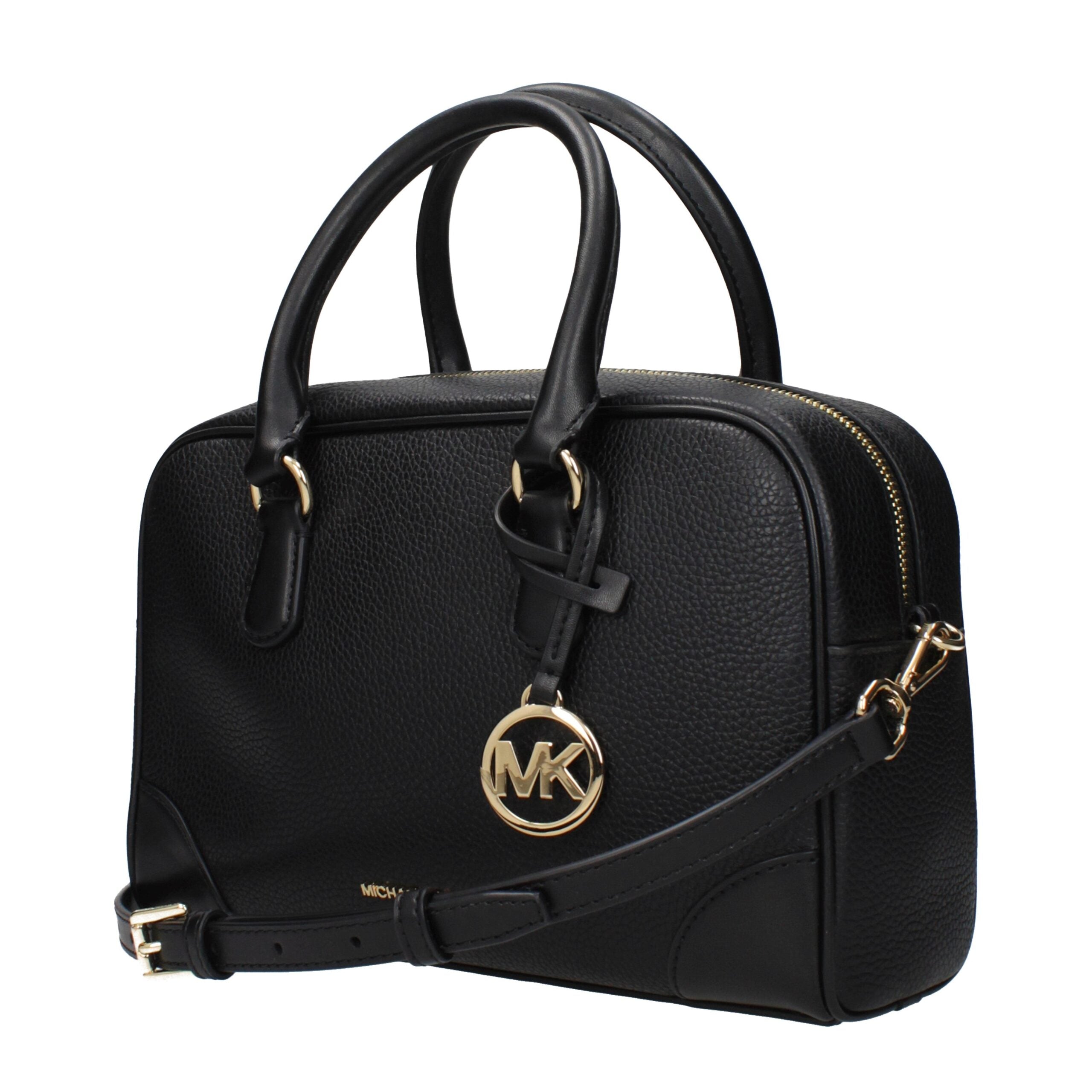 Black Leather HandbagDescription: The product with MPN 35S5G70S6LBLACK and code F85027 leather in black is a handbags designed by Michael Kors. It has features like front logo, front detail, removable details, adjustable shoulder, removable shoulder.Black