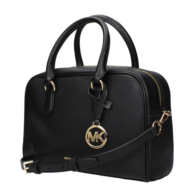 Black Leather HandbagDescription: The product with MPN 35S5G70S6LBLACK and code F85027 leather in black is a handbags designed by Michael Kors. It has features like front logo, front detail, removable details, adjustable shoulder, removable shoulder.Black