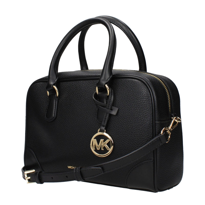 Black Leather HandbagDescription: The product with MPN 35S5G70S6LBLACK and code F85027 leather in black is a handbags designed by Michael Kors. It has features like front logo, front detail, removable details, adjustable shoulder, removable shoulder.Black