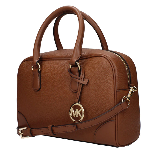 Brown Leather HandbagDescription: The product with MPN 35S5G70S6LLUGGAGE and code F85027 leather in brown is a handbags designed by Michael Kors. It has features like front logo, front detail, removable details, adjustable shoulder, removable shoulder.Bro