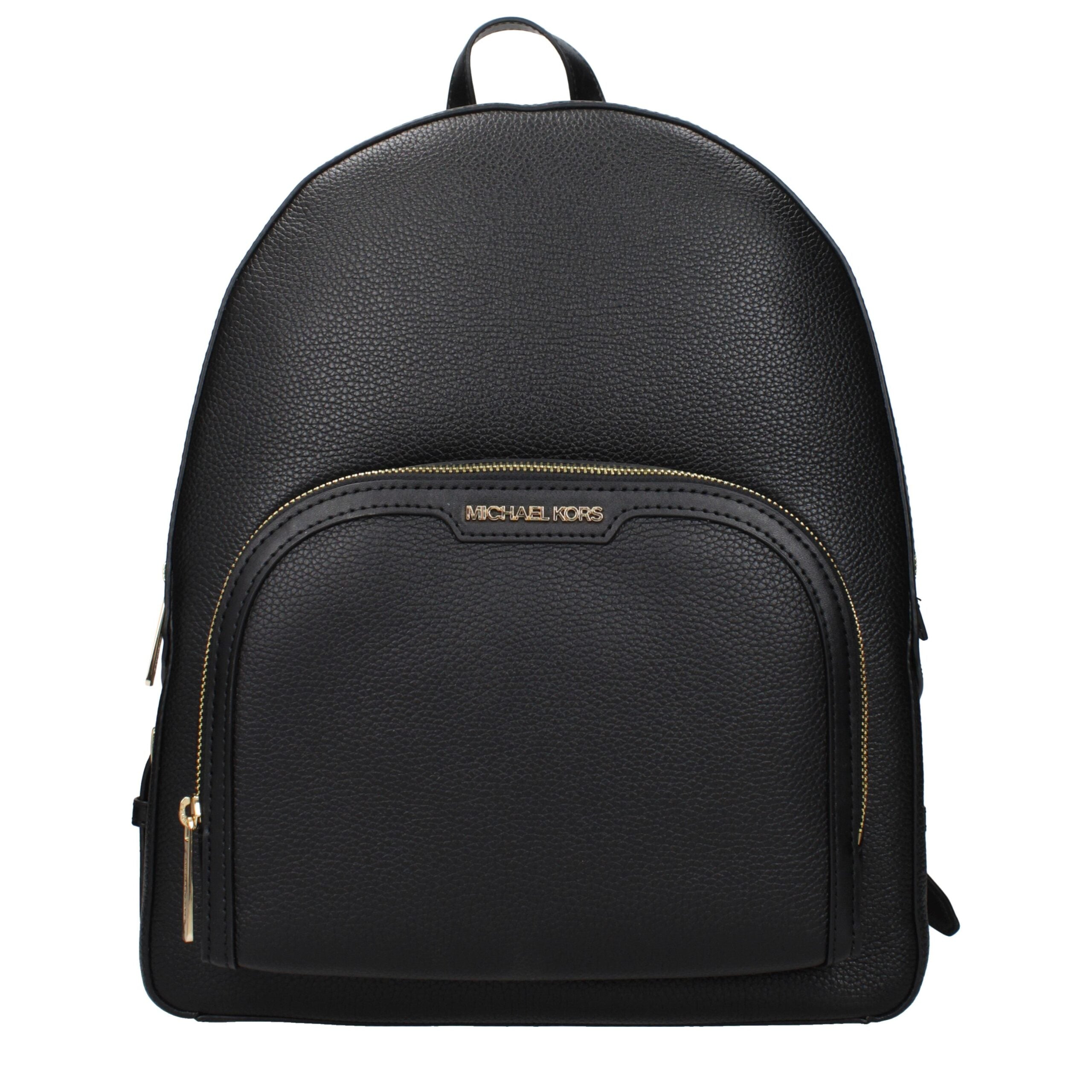 Schwarzer Lederrucksack mit Logo auf der Vorderseite von Michael Kors