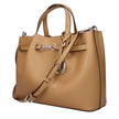 Brown Leather HandbagDescription: The product with MPN 35S5S2ZS3TPEANUT and code F83974 leather in brown is a handbags designed by Michael Kors. It has features like front logo, divider inner pocket, adjustable shoulder, removable shoulder, front detail,