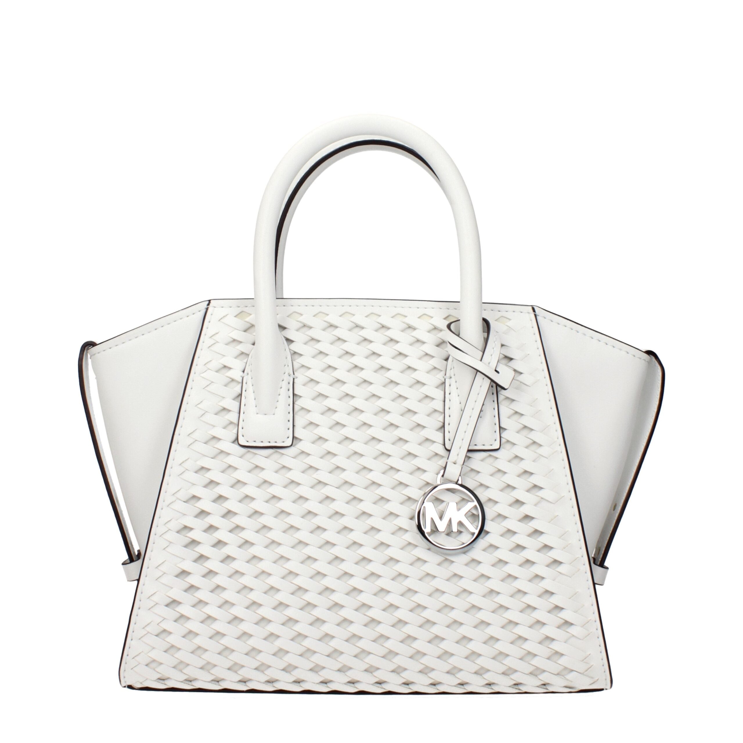 White Leather HandbagDescription: The product with MPN 35T5S4VS1YOPTICWHITE and code F85038 leather in white is a handbags designed by Michael Kors. It has features like front detail, removable details, adjustable shoulder, removable shoulder, side button