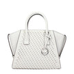 White Leather HandbagDescription: The product with MPN 35T5S4VS1YOPTICWHITE and code F85038 leather in white is a handbags designed by Michael Kors. It has features like front detail, removable details, adjustable shoulder, removable shoulder, side button