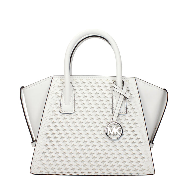 White Leather HandbagDescription: The product with MPN 35T5S4VS1YOPTICWHITE and code F85038 leather in white is a handbags designed by Michael Kors. It has features like front detail, removable details, adjustable shoulder, removable shoulder, side button