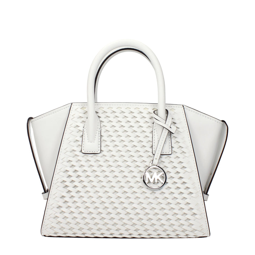 White Leather HandbagDescription: The product with MPN 35T5S4VS1YOPTICWHITE and code F85038 leather in white is a handbags designed by Michael Kors. It has features like front detail, removable details, adjustable shoulder, removable shoulder, side button