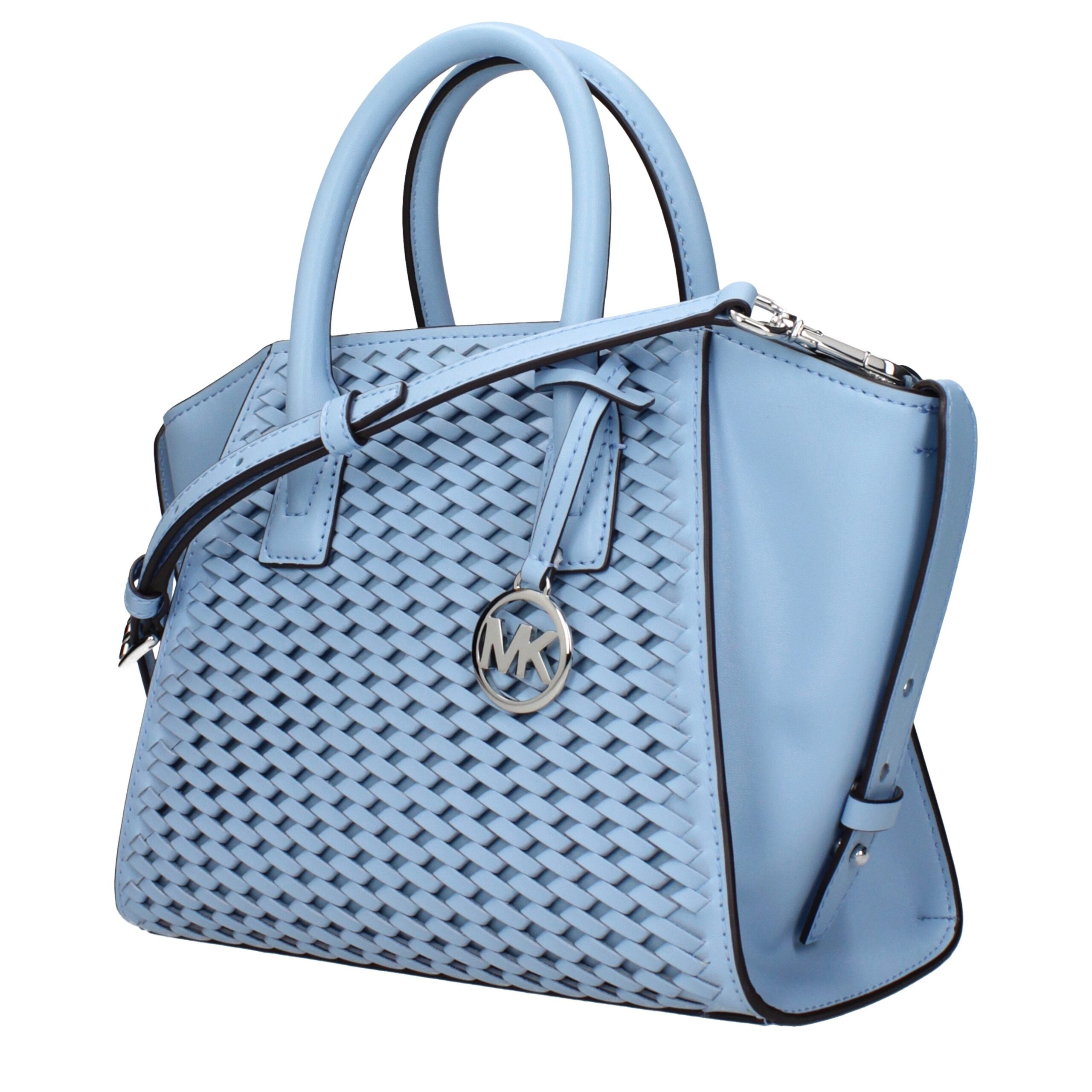 Light Blue Leather HandbagDescription: The product with MPN 35T5S4VS1YLTSKY and code F85038 leather in heavenly is a handbags designed by Michael Kors. It has features like front detail, removable details, adjustable shoulder, removable shoulder, side but