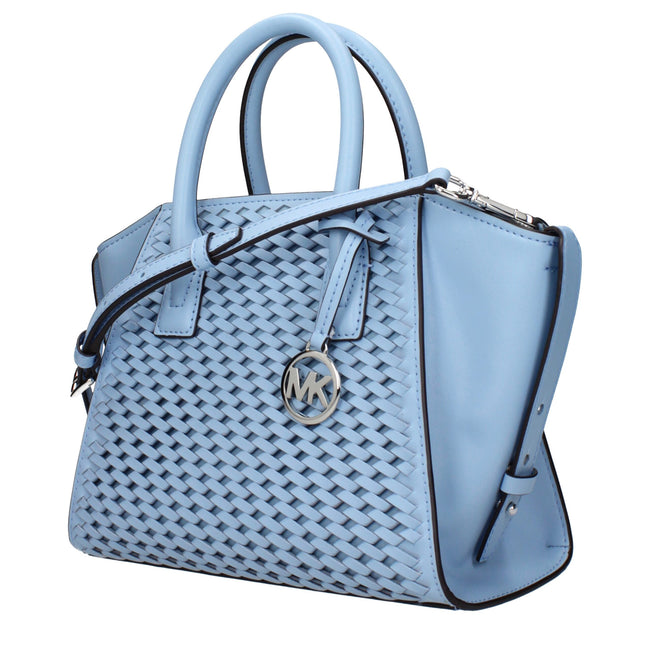 Light Blue Leather HandbagDescription: The product with MPN 35T5S4VS1YLTSKY and code F85038 leather in heavenly is a handbags designed by Michael Kors. It has features like front detail, removable details, adjustable shoulder, removable shoulder, side but