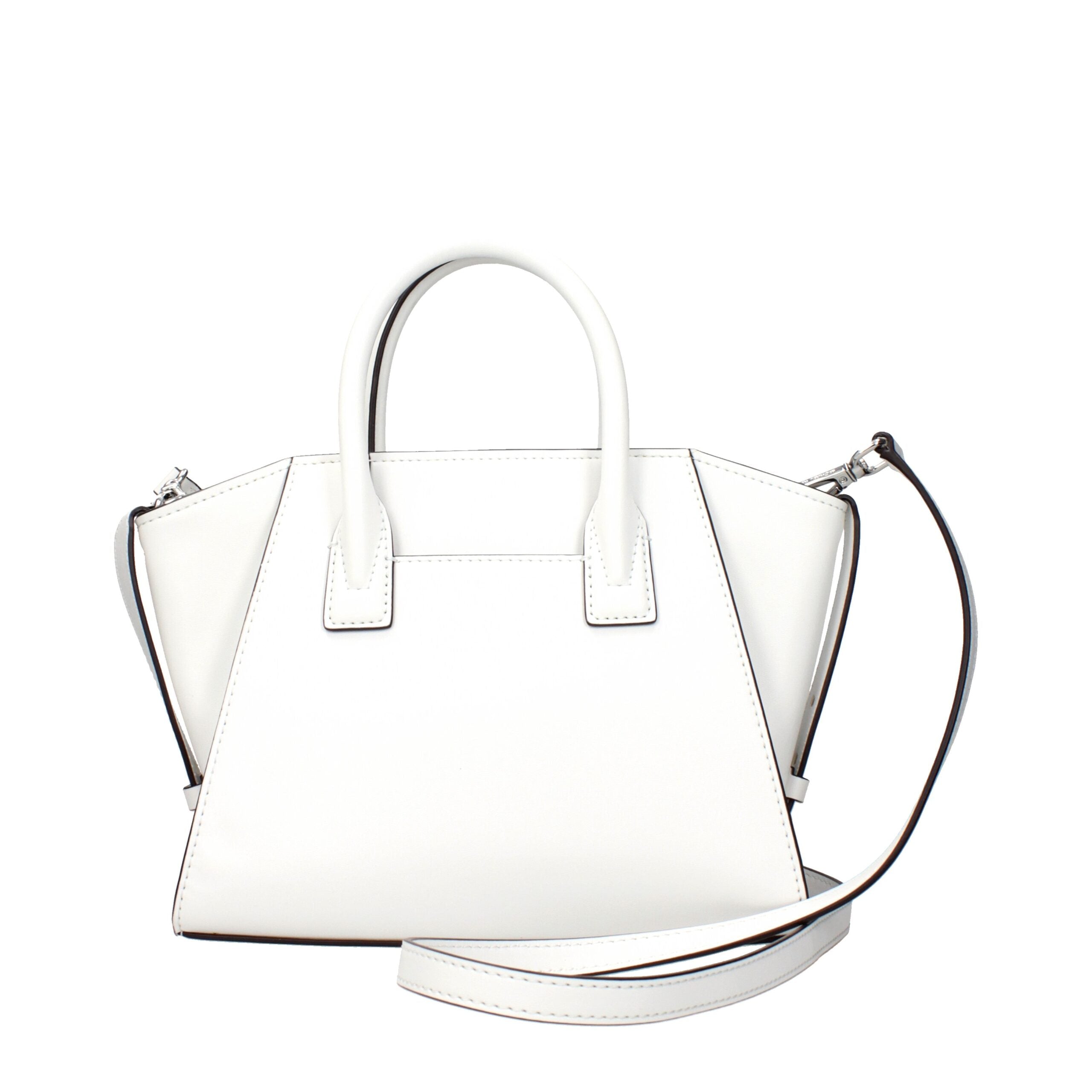 White Leather HandbagDescription: The product with MPN 35T5S4VS1YOPTICWHITE and code F85038 leather in white is a handbags designed by Michael Kors. It has features like front detail, removable details, adjustable shoulder, removable shoulder, side button