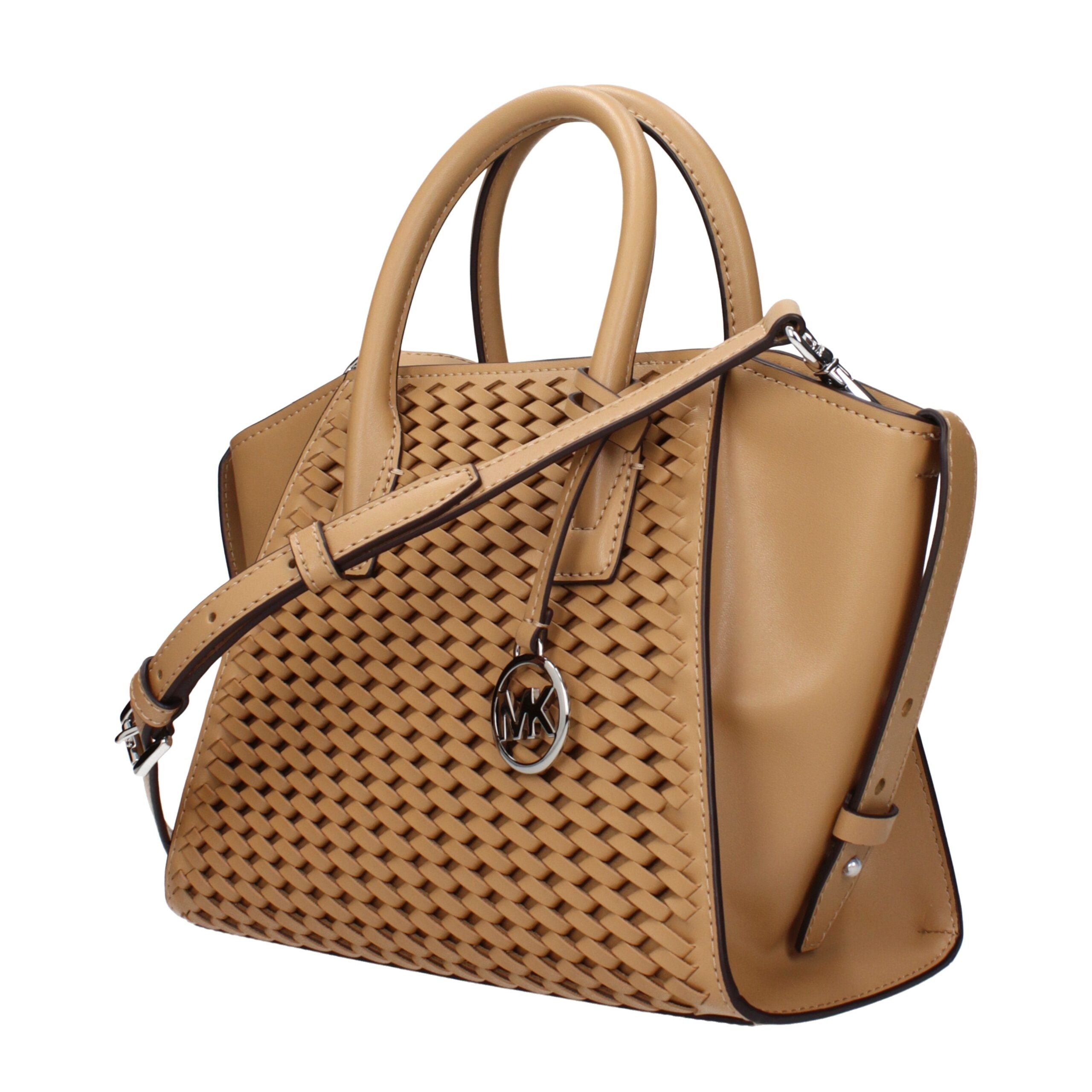 Brown Leather HandbagDescription: The product with MPN 35T5S4VS1YPEANUT and code F85038 leather in brown is a handbags designed by Michael Kors. It has features like front detail, removable details, adjustable shoulder, removable shoulder, side buttons.Br