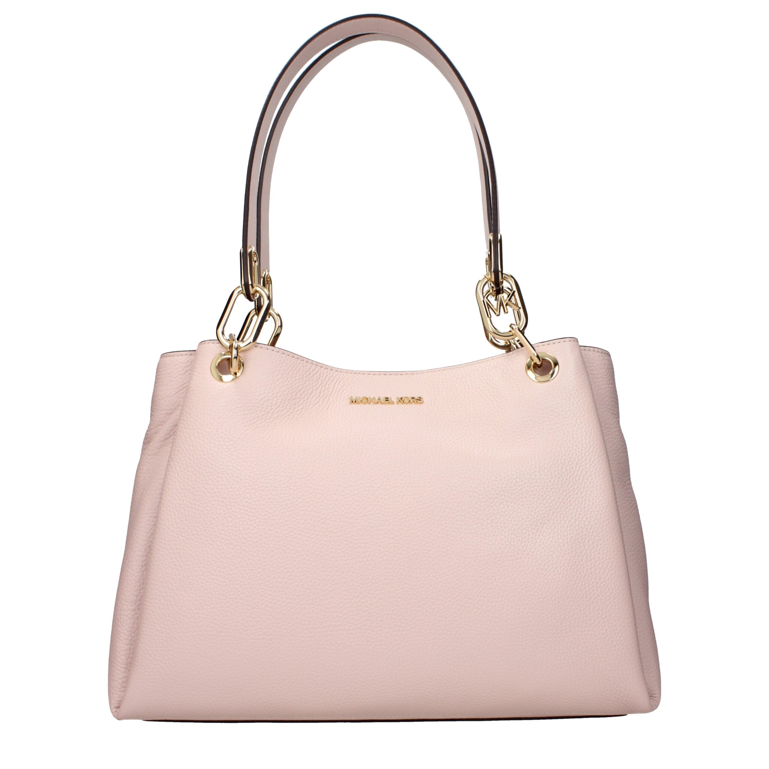 Pink Leather Shoulder Bag with Front Logo by Michael Kors