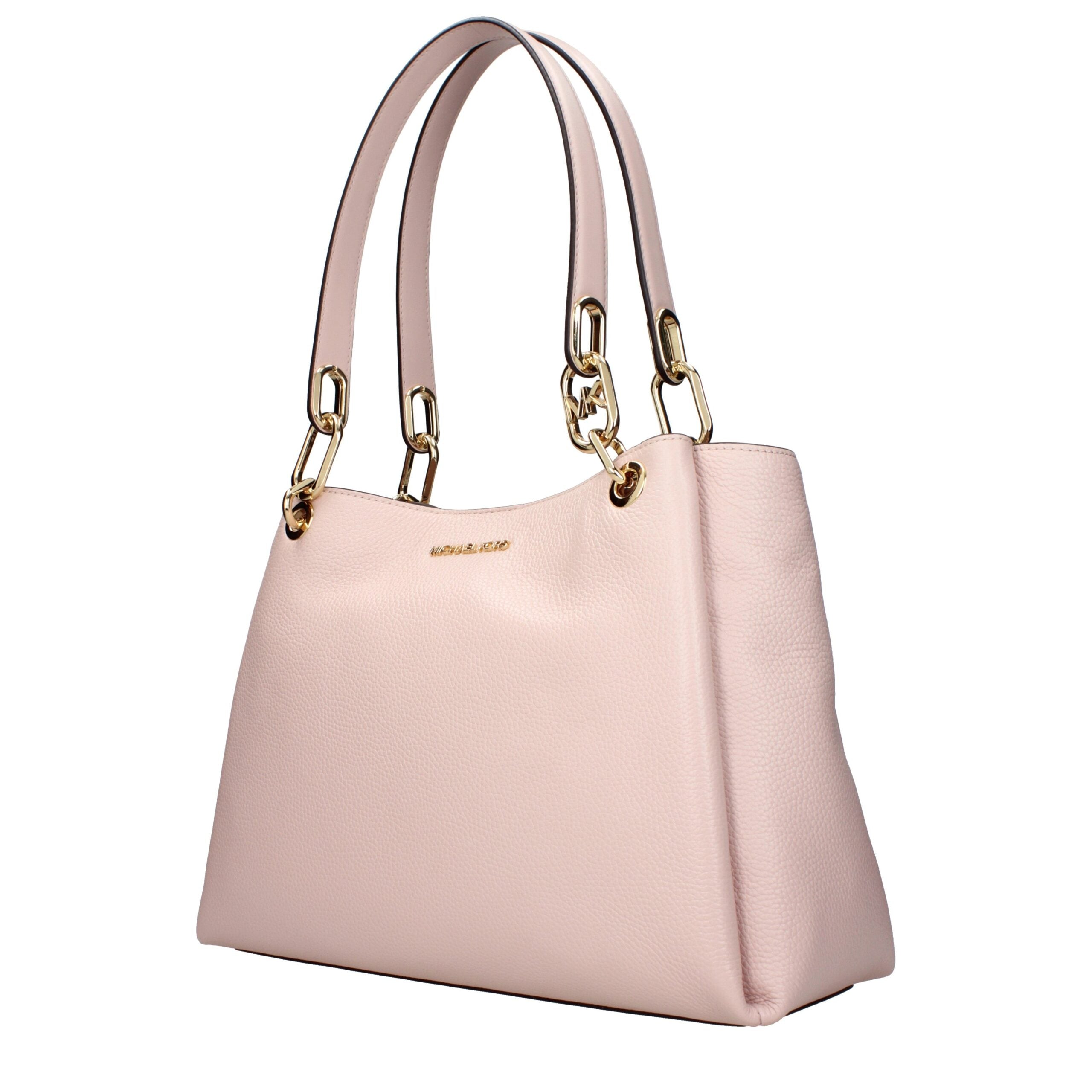 Pink Leather Shoulder Bag with Front Logo by Michael Kors