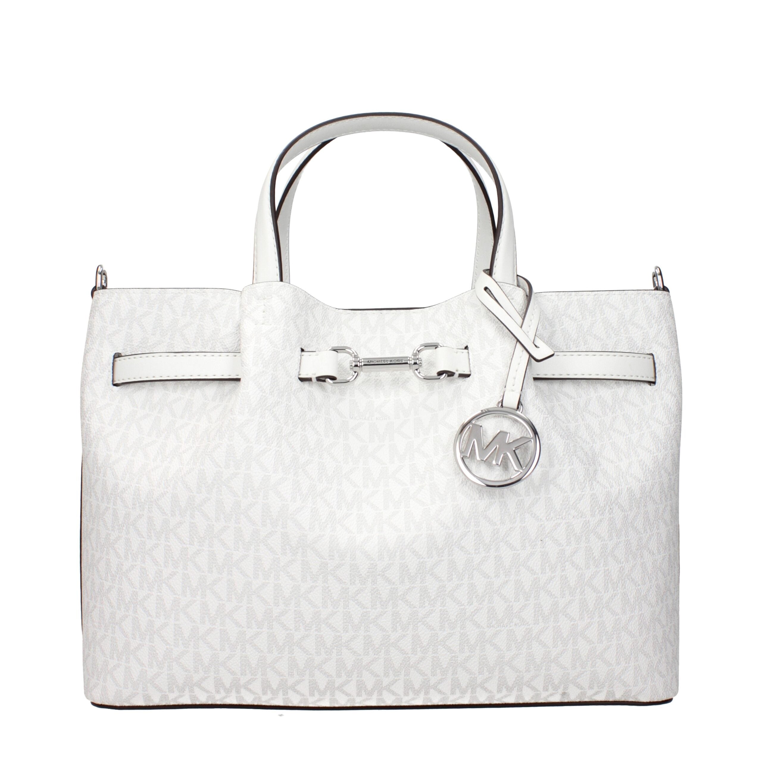 White Fabric HandbagDescription: The product with MPN 35S5S2ZS3VOPTICWHITE and code F83964 fabric in white is a handbags designed by Michael Kors. It has features like removable details, front logo, logo, print which can vary, adjustable shoulder, removab