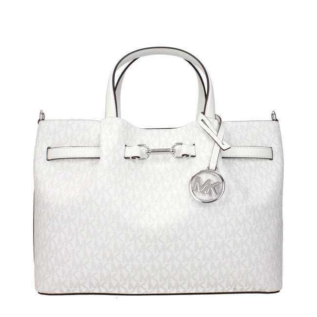 White Fabric HandbagDescription: The product with MPN 35S5S2ZS3VOPTICWHITE and code F83964 fabric in white is a handbags designed by Michael Kors. It has features like removable details, front logo, logo, print which can vary, adjustable shoulder, removab