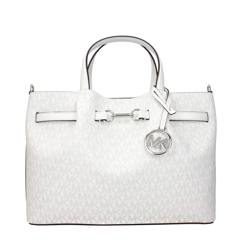 White Fabric HandbagDescription: The product with MPN 35S5S2ZS3VOPTICWHITE and code F83964 fabric in white is a handbags designed by Michael Kors. It has features like removable details, front logo, logo, print which can vary, adjustable shoulder, removab