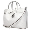 White Fabric HandbagDescription: The product with MPN 35S5S2ZS3VOPTICWHITE and code F83964 fabric in white is a handbags designed by Michael Kors. It has features like removable details, front logo, logo, print which can vary, adjustable shoulder, removab