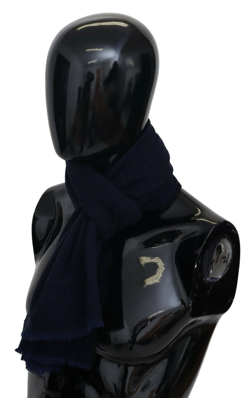 Dark Blue Wool Unisex Neck Wrap Fringes Logo ScarfMISSONI Gorgeous brand new with tags, 100% Authentic Missoni wool scarf crafted from premium pure wool for a soft and cozy feel. Designed in a classic style with fringed edges and the signature Missoni log
