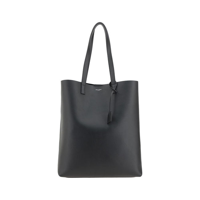 Black Calf Leather Bos Taurus HandbagThe Saint Laurent leather Tote Bag is a high-class piece, featuring an elegant and practical design. The two top handles make it easy to carry both by hand and on the shoulder, while the iconic contrasting monogram on