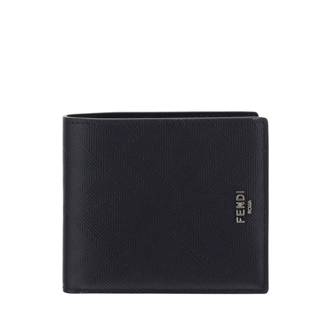 Black Calf Leather Bos Taurus WalletFendi’s billfold leather Wallet is an elegant and practical accessory perfect for those seeking style and functionality. The two-tone design lends a modern touch, while the brand’s iconic signature press-stamped on the