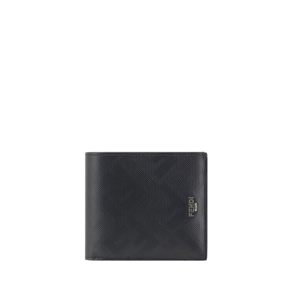 Black Calf Leather Bos Taurus WalletFendi’s billfold leather Wallet is an elegant and practical accessory perfect for those seeking style and functionality. The two-tone design lends a modern touch, while the brand’s iconic signature press-stamped on the