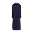 Blue Polyester Full-Length JacketThe Ribbed Shawl-Collar Cardigan by Balenciaga embodies understated luxury with its elongated silhouette and distinctive textural depth. Crafted in ribbed knit, it wraps the body with fluid ease, while the generous shawl c