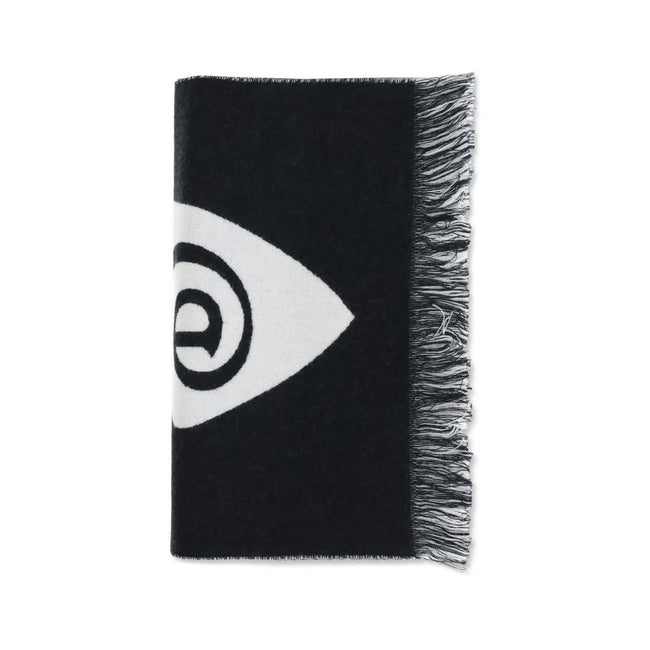 Black Wool ScarfWool logo Scarf by Burberry is a refined accessory with a graphic, contemporary style. Made in Italy from soft two-tone wool, it is decorated with Burberry lettering and the B Shield jacquard pattern, inspired by the iconic Equestrian Knig