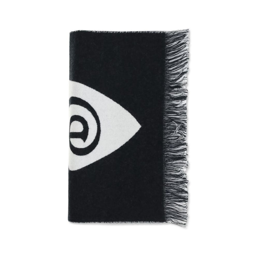 Black Wool ScarfWool logo Scarf by Burberry is a refined accessory with a graphic, contemporary style. Made in Italy from soft two-tone wool, it is decorated with Burberry lettering and the B Shield jacquard pattern, inspired by the iconic Equestrian Knig