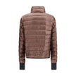 Brown Polyamide CoatThe Hers Jacket by Moncler Grenoble is a lightweight and functional piece designed to provide protection and practicality for any outdoor activity. Made from technical nylon, it features a high collar and a double-slider front zip with