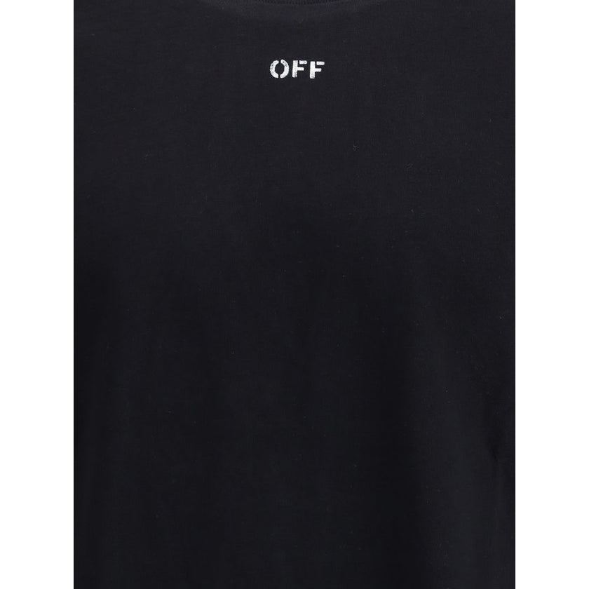 Black Cotton T-ShirtThe Thinkman Arrow Skate Logo Tee by Off-White is crafted from premium cotton, blending quality with an urban edge. Featuring a ribbed crew neck, short sleeves, and the signature “OFF” branding on the front, it is completed with a bold