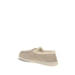 Beige Leather Slip-On LoafersSuede and sheepskin Loafers by Prada combine elegance and comfort in a modern, streamlined silhouette. The upper is embellished with a leather horsebit and a pinch-stitched basin, hallmarks of painstaking craftsmanship. The sh