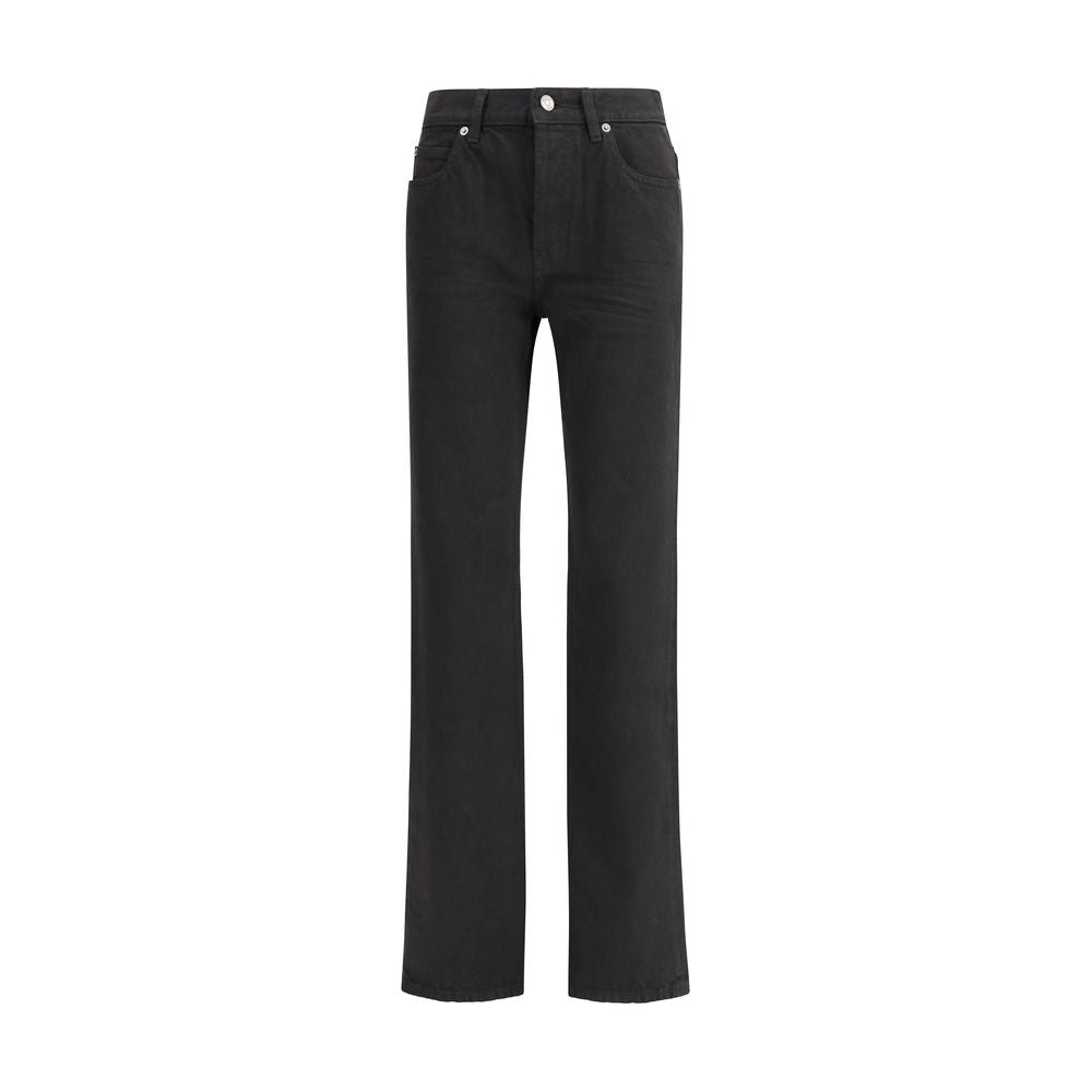 Black Cotton Straight-Leg JeansThe NICO jeans in Berlin denim reinterpret the classic five-pocket style with a modern, essential attitude. Crafted from certified cotton, they stand out for their low-rise waist and straight leg, offering an effortless yet