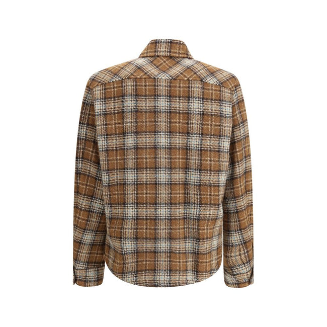 Brown Fleece Wool Jackets And CoatThe checked wool Overshirt by Monlcer captures the spirit of outdoor leisure. Crafted from soft checked wool, it balances practicality and style with its buttoned collar, zip closure, chest pocket with zip and snap button