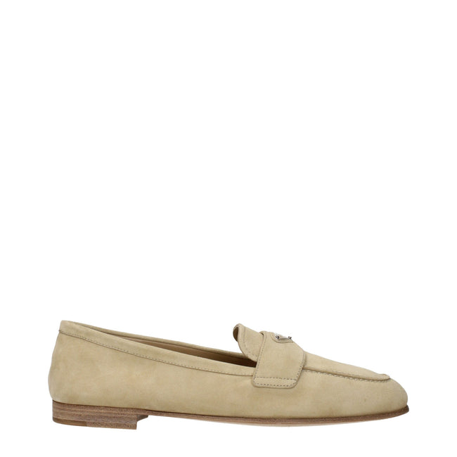Beige Leather Slip-On LoafersDescription: The product with MPN 1D468N103010F0379 and code F84701 suede in beige is a loafers designed by Prada. It has features like front logo.Beige Leather Slip-On Loafers${tagsPradaAulae Beige Leather Slip-On Loafers Pra