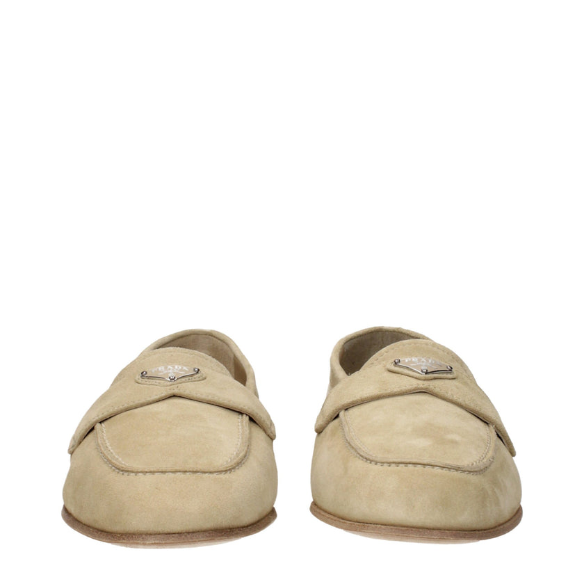 Beige Leather Slip-On LoafersDescription: The product with MPN 1D468N103010F0379 and code F84701 suede in beige is a loafers designed by Prada. It has features like front logo.Beige Leather Slip-On Loafers${tagsPradaAulae Beige Leather Slip-On Loafers Pra