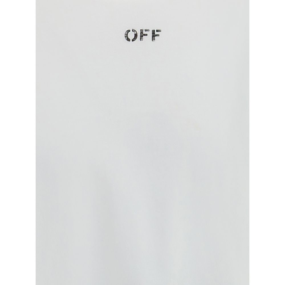 White Cotton T-ShirtThe Thinkman Arrow Skate Logo Tee by Off-White is crafted from premium cotton, blending quality with an urban edge. Featuring a ribbed crew neck, short sleeves, and the signature “OFF” branding on the front, it is completed with a bold