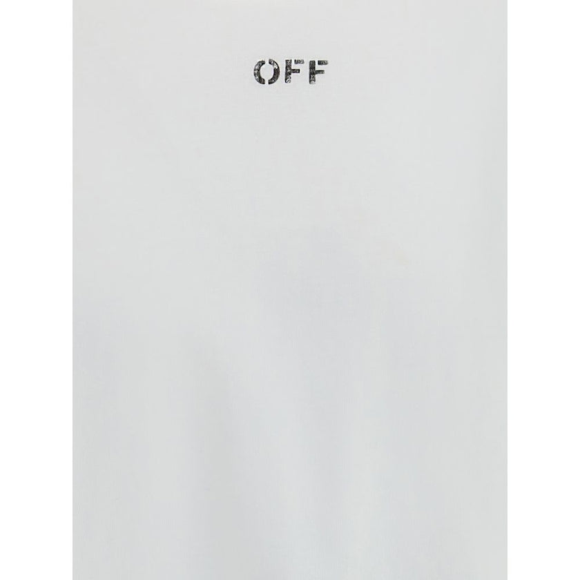 White Cotton T-ShirtThe Thinkman Arrow Skate Logo Tee by Off-White is crafted from premium cotton, blending quality with an urban edge. Featuring a ribbed crew neck, short sleeves, and the signature “OFF” branding on the front, it is completed with a bold